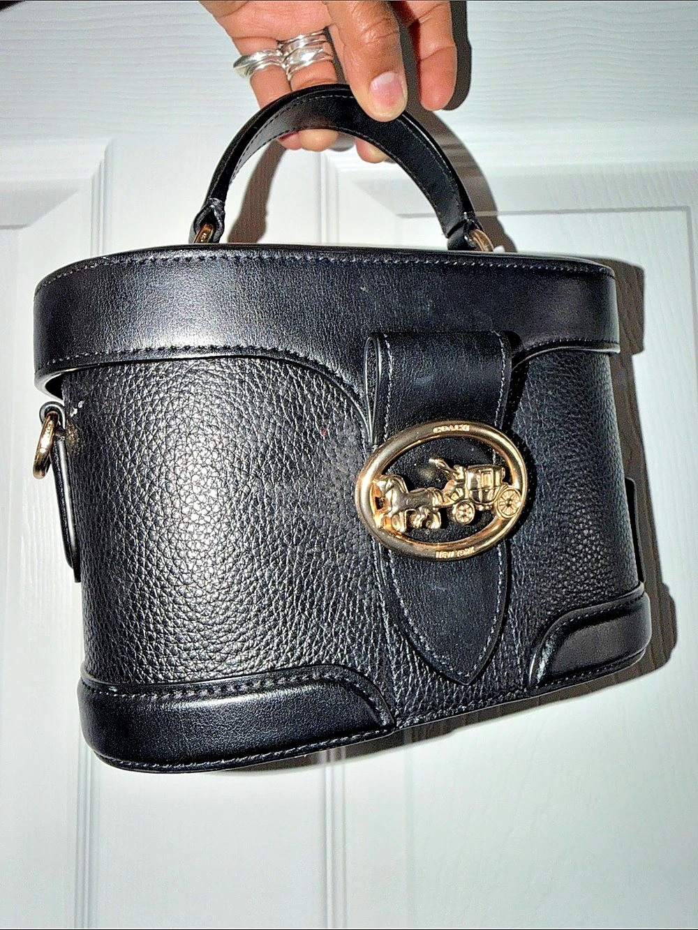 Coach Essential Vanity Case Structured Satchel in Black -Georgie Gem